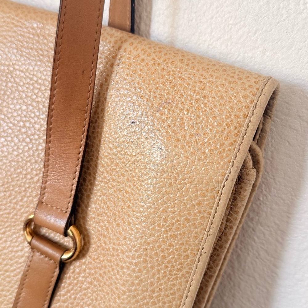 Christian Dior Vintage Tan Leather Double Handle Shoulder Bag with Gold CD Logo - Picture 16 of 16